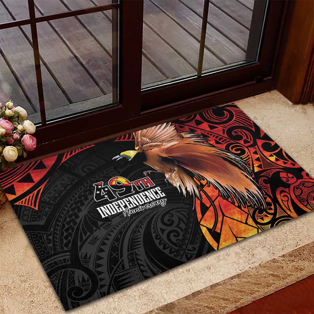 Papua New Guinea Rubber Doormat Grunge Style 49th Independence Anni