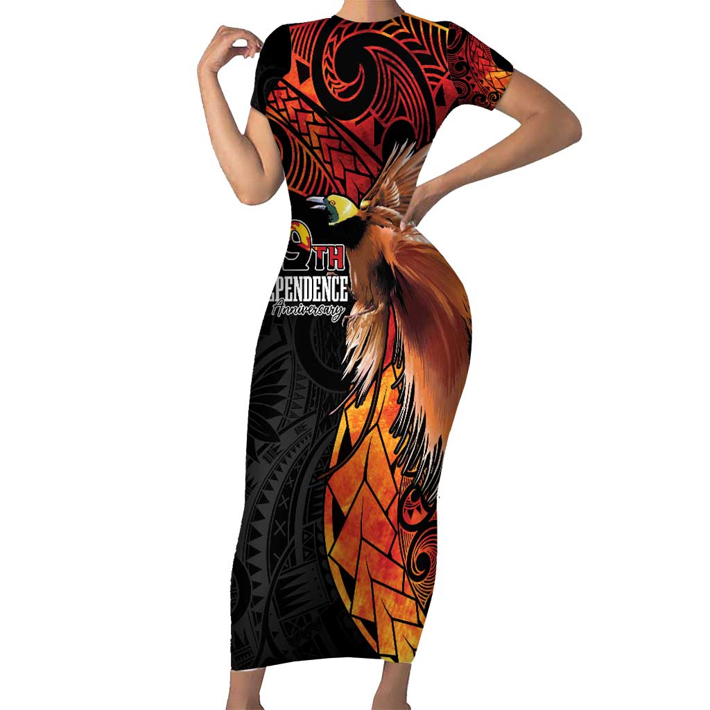 Papua New Guinea Personalised Short Sleeve Bodycon Dress Grunge Style