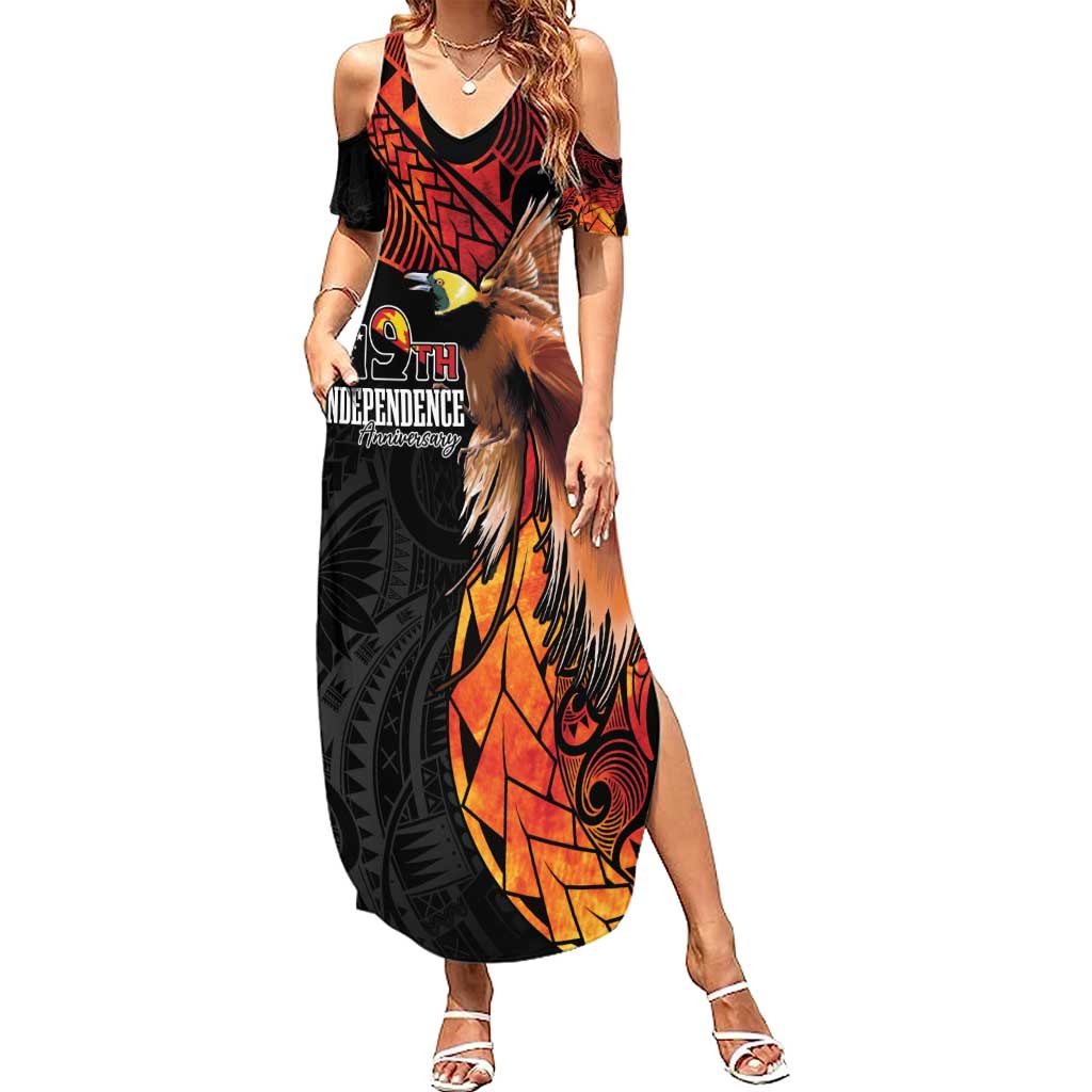 Papua New Guinea Personalised Summer Maxi Dress Grunge Style 49th Inde -  Polynesian Pride