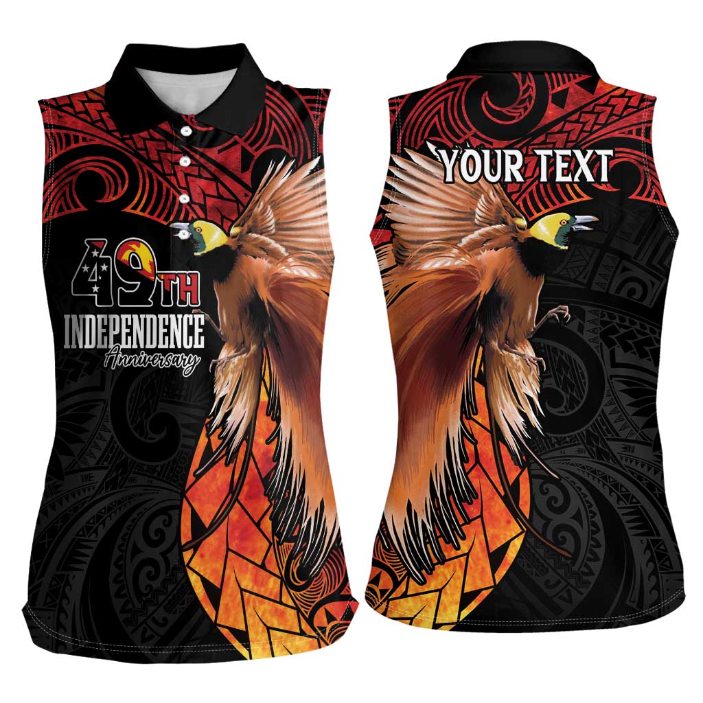 Papua New Guinea Personalised Women Sleeveless Polo Shirt Grunge Style 49th Independence Anni