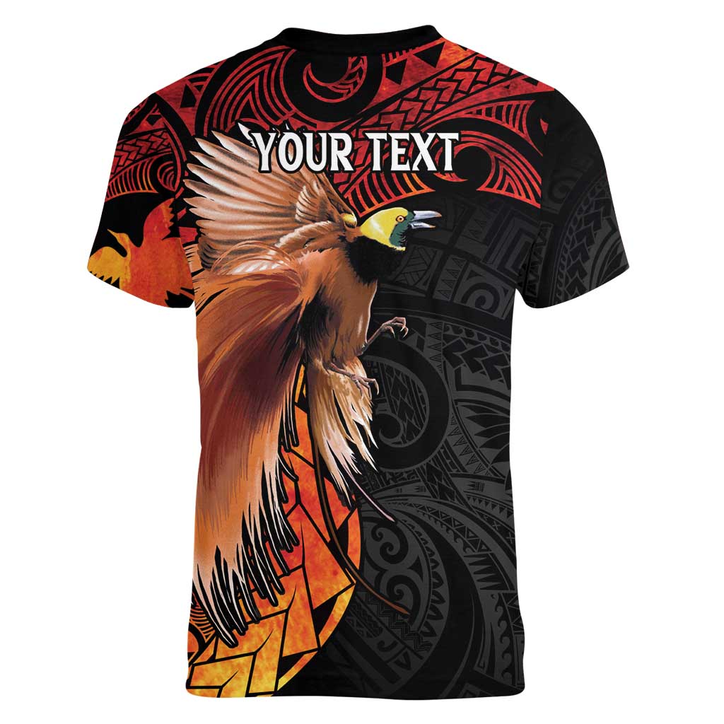 Papua New Guinea Personalised Women V-Neck T-Shirt Grunge Style 49th Independence Anni