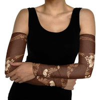 Aloha Hawaii Floral Tapa Arm Sleeves Patchwork Mocha - Polynesian Pride