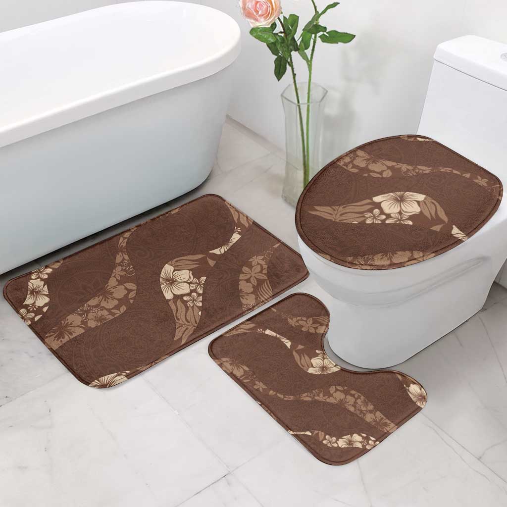 Aloha Hawaii Floral Tapa Bathroom Set Patchwork Mocha - Polynesian Pride