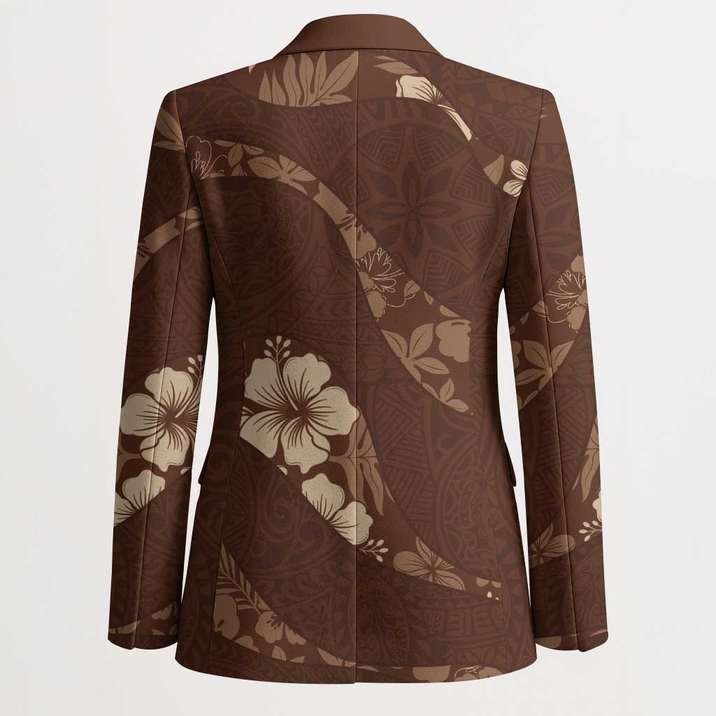 Aloha Hawaii Floral Tapa Blazer Patchwork Mocha - Polynesian Pride