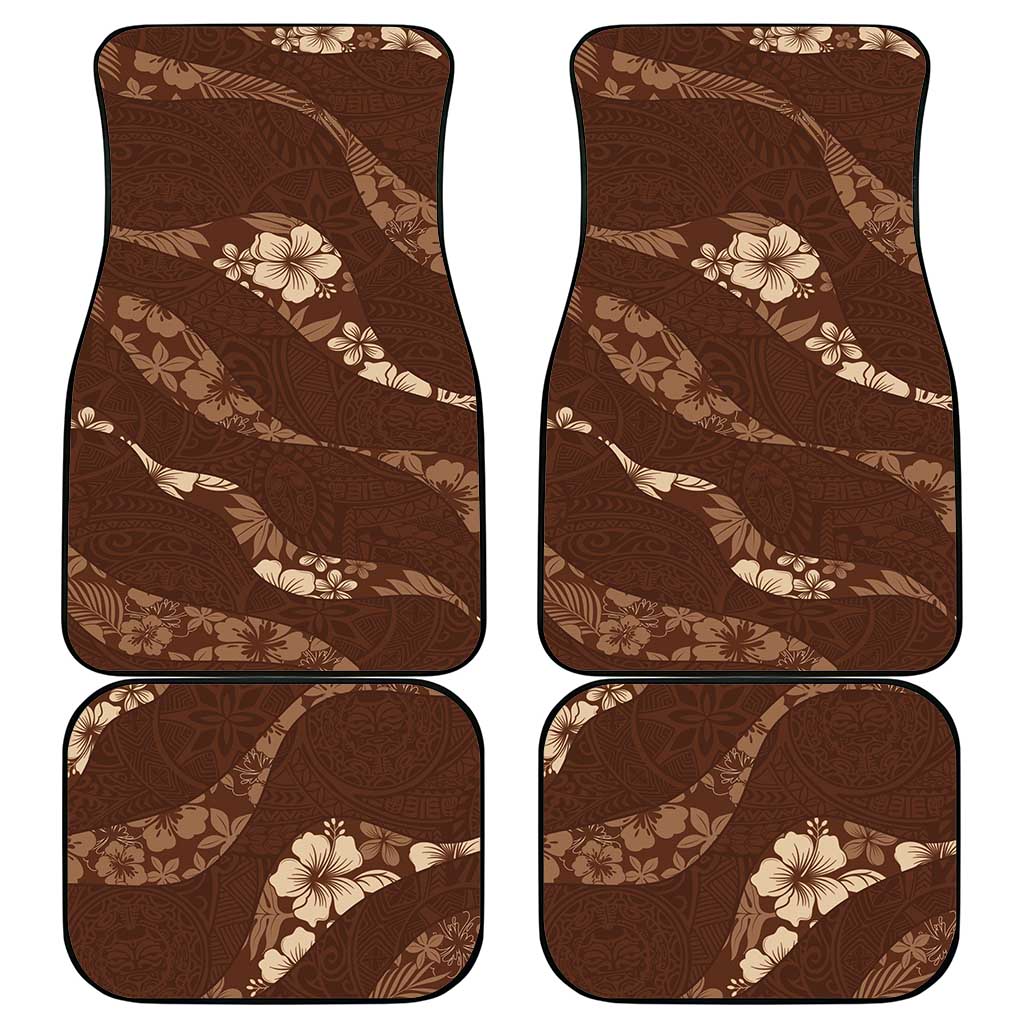 Aloha Hawaii Floral Tapa Car Mats Patchwork Mocha - Polynesian Pride