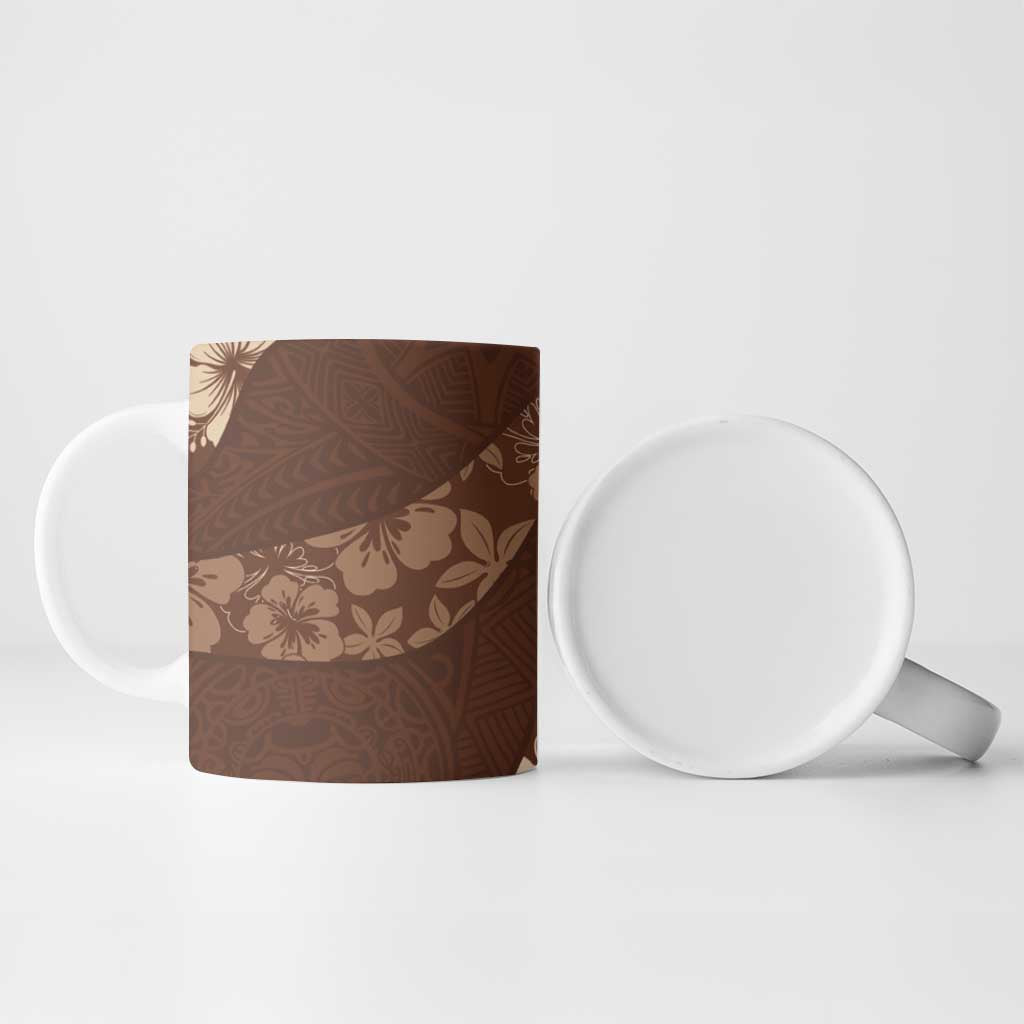 Aloha Hawaii Floral Tapa Ceramic Mug Patchwork Mocha - Polynesian Pride