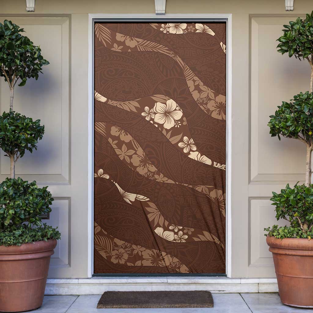 Aloha Hawaii Floral Tapa Door Cover Patchwork Mocha - Polynesian Pride