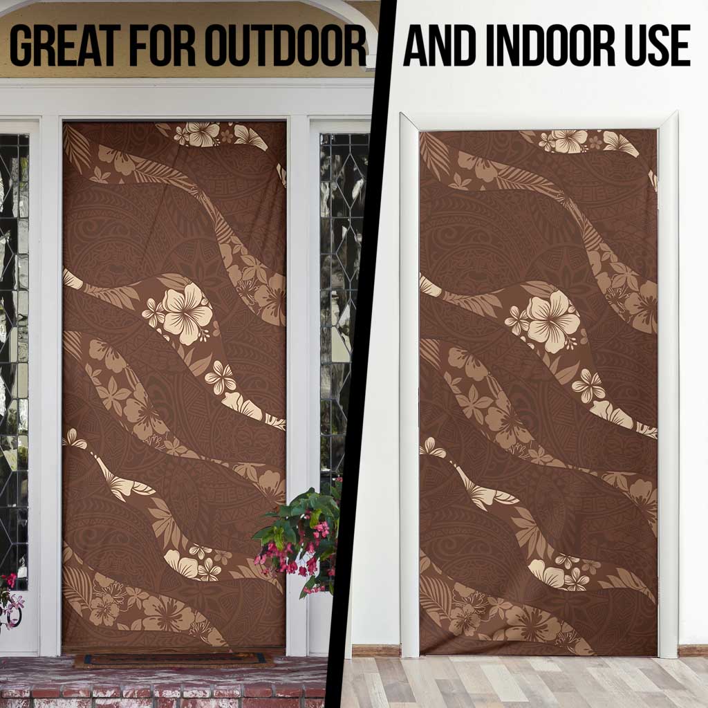 Aloha Hawaii Floral Tapa Door Cover Patchwork Mocha - Polynesian Pride
