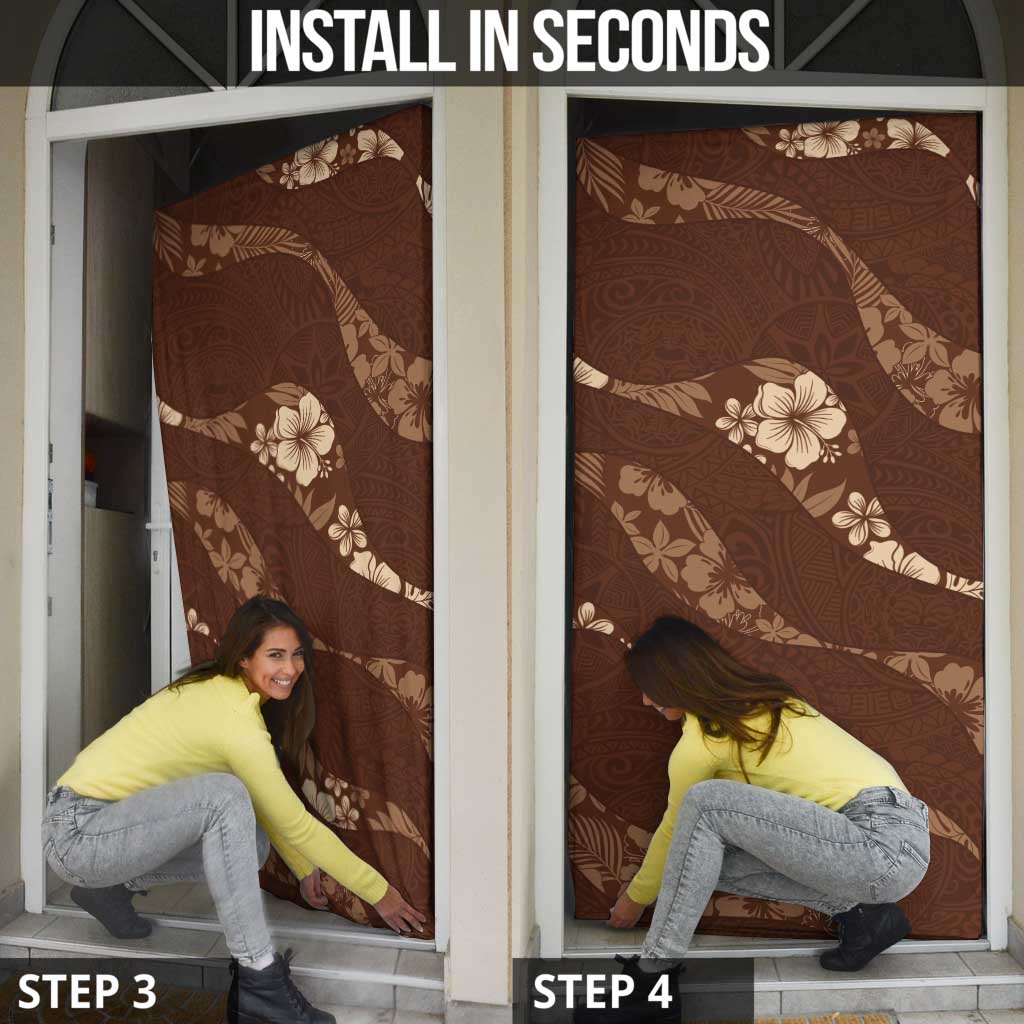 Aloha Hawaii Floral Tapa Door Cover Patchwork Mocha - Polynesian Pride