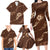 Aloha Hawaii Floral Tapa Family Matching Long Sleeve Bodycon Dress and Hawaiian Shirt Patchwork Mocha - Polynesian Pride