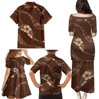 Aloha Hawaii Floral Tapa Family Matching Puletasi and Hawaiian Shirt Patchwork Mocha - Polynesian Pride