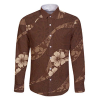 Aloha Hawaii Floral Tapa Family Matching Short Sleeve Bodycon Dress and Hawaiian Shirt Patchwork Mocha - Polynesian Pride