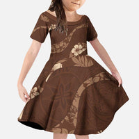 Aloha Hawaii Floral Tapa Family Matching Summer Maxi Dress and Hawaiian Shirt Patchwork Mocha - Polynesian Pride