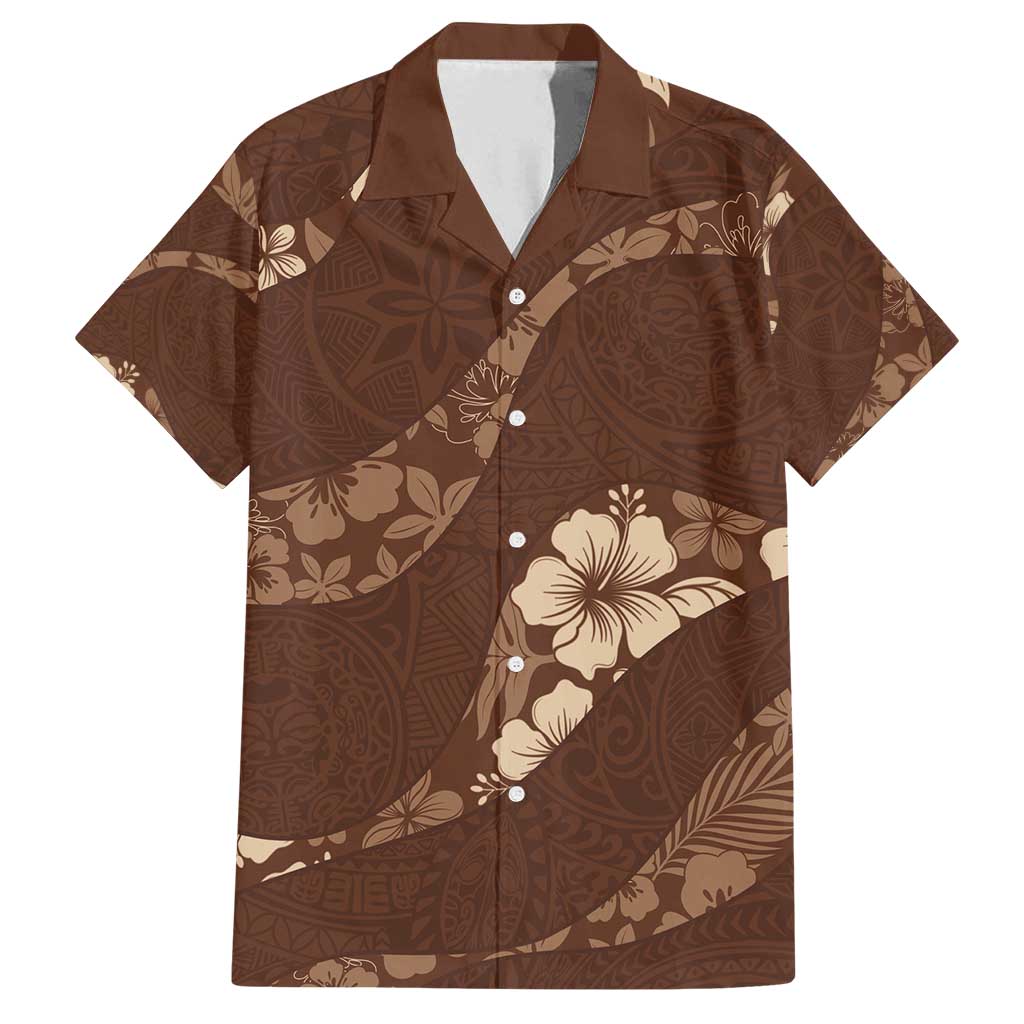 Aloha Hawaii Floral Tapa Family Matching Summer Maxi Dress and Hawaiian Shirt Patchwork Mocha - Polynesian Pride