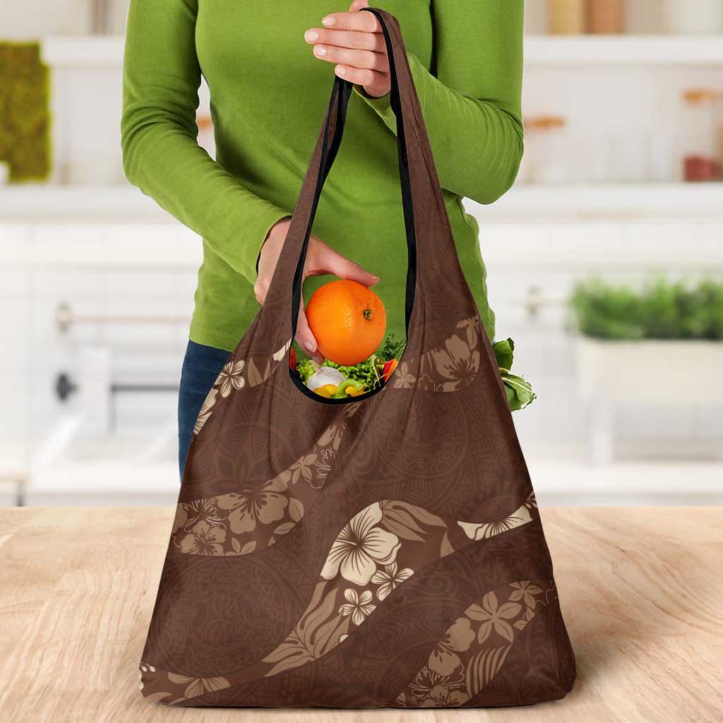 Aloha Hawaii Floral Tapa Grocery Bag Patchwork Mocha - Polynesian Pride