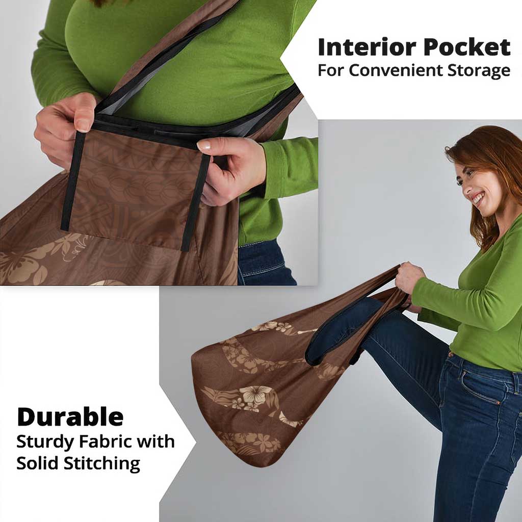 Aloha Hawaii Floral Tapa Grocery Bag Patchwork Mocha - Polynesian Pride