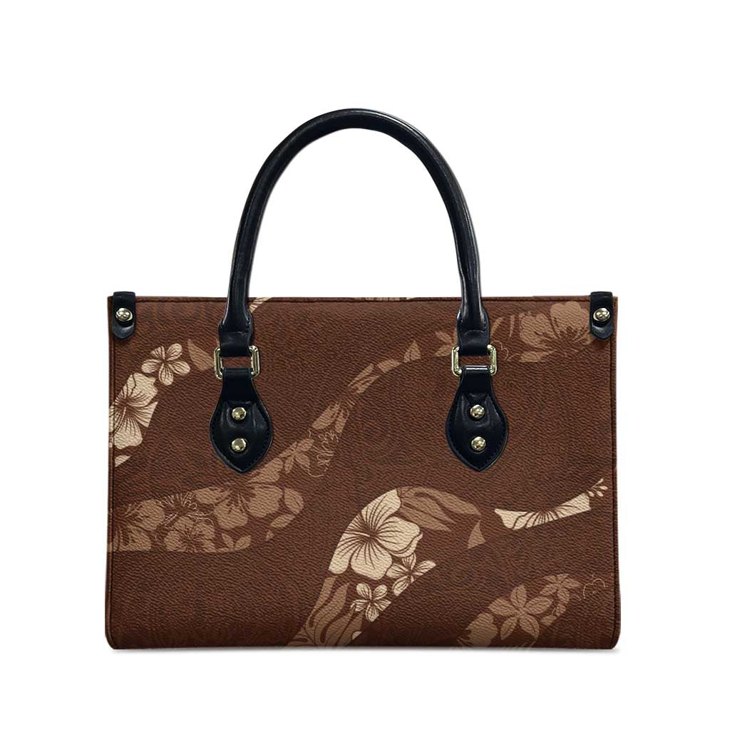 Aloha Hawaii Floral Tapa Leather Bag Patchwork Mocha - Polynesian Pride