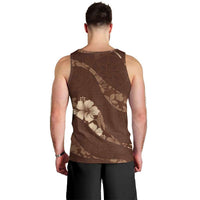 Aloha Hawaii Floral Tapa Men Tank Top Patchwork Mocha - Polynesian Pride