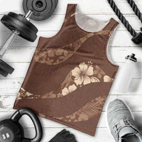 Aloha Hawaii Floral Tapa Men Tank Top Patchwork Mocha - Polynesian Pride