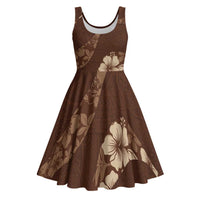 Aloha Hawaii Floral Tapa Midi Dress Patchwork Mocha - Polynesian Pride