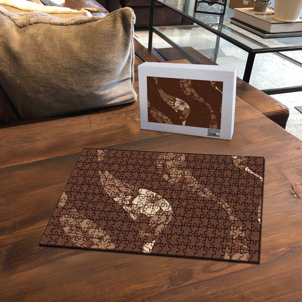 Aloha Hawaii Floral Tapa Puzzle Patchwork Mocha - Polynesian Pride