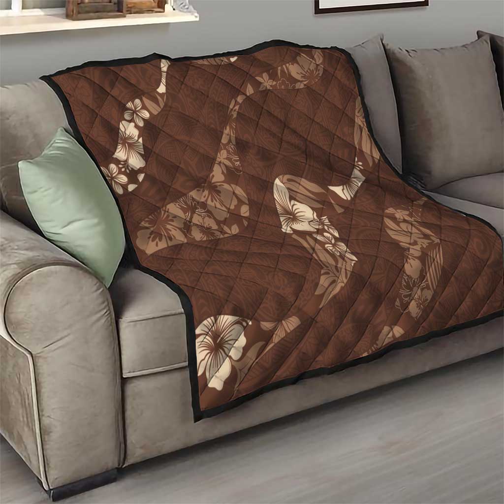 Aloha Hawaii Floral Tapa Quilt Patchwork Mocha - Polynesian Pride