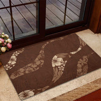 Aloha Hawaii Floral Tapa Rubber Doormat Patchwork Mocha - Polynesian Pride