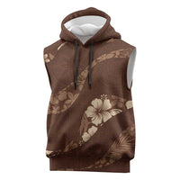 Aloha Hawaii Floral Tapa Sleeveless Hoodie Patchwork Mocha - Polynesian Pride