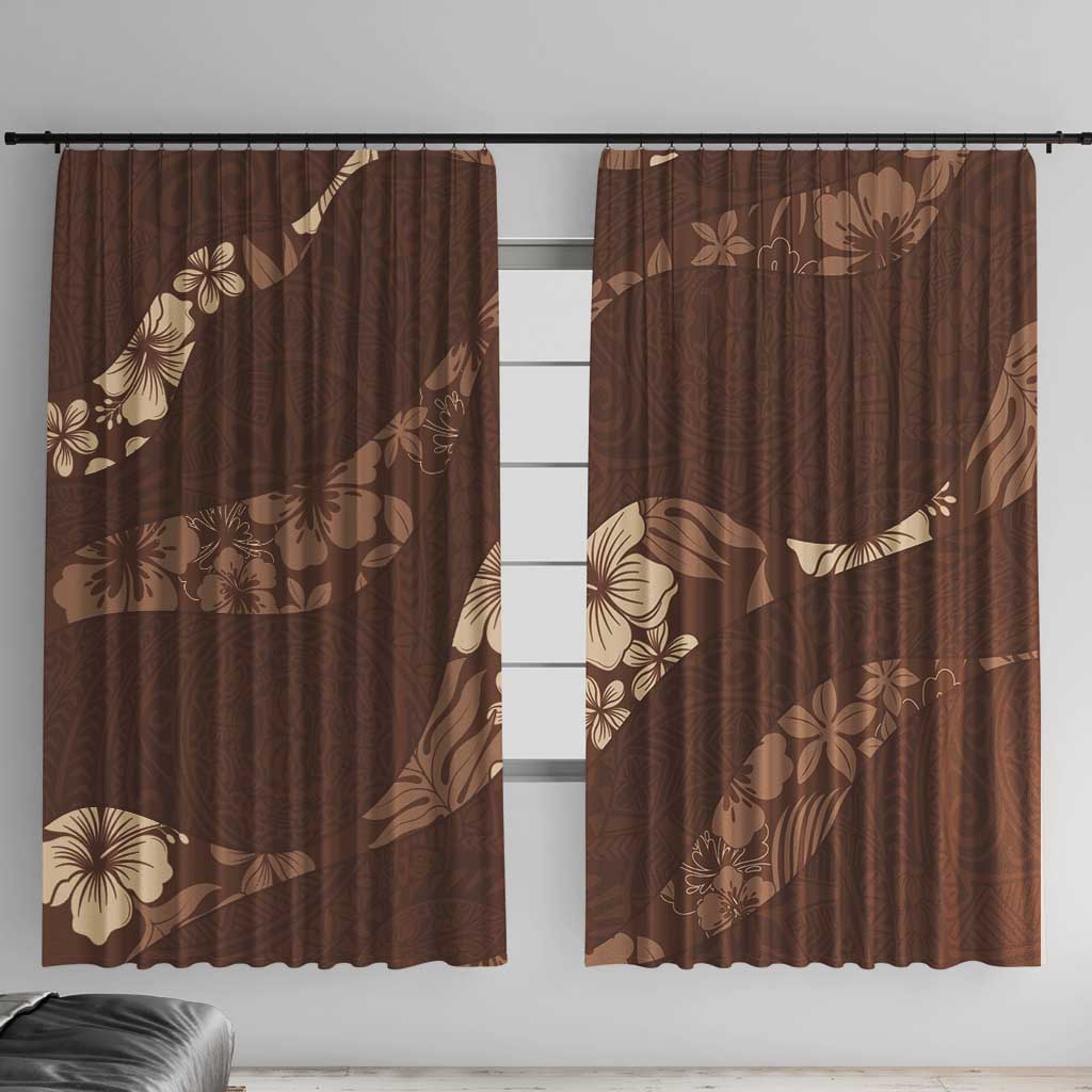 Aloha Hawaii Floral Tapa Window Curtain Patchwork Mocha - Polynesian Pride