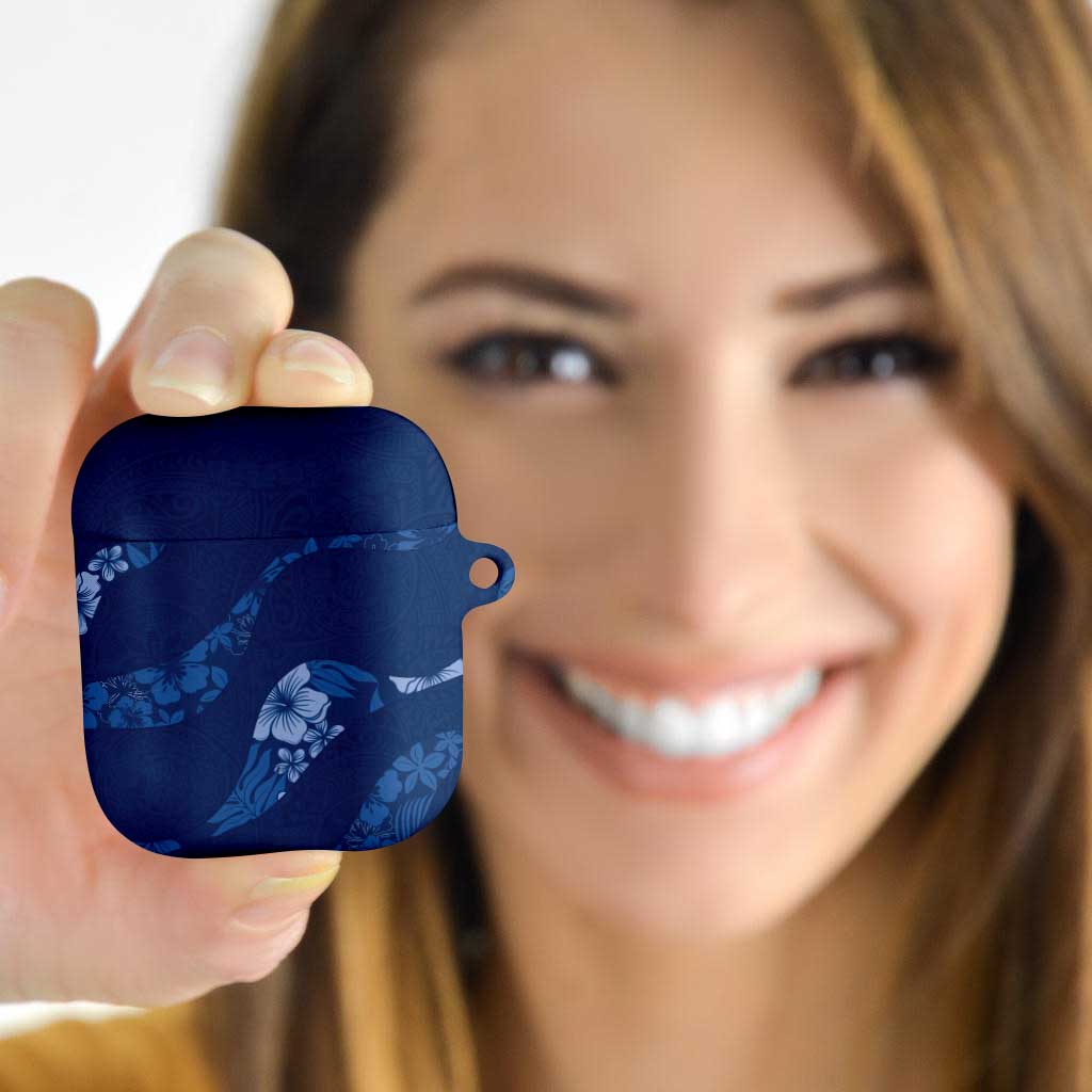Aloha Hawaii Floral Tapa AirPods Case Patchwork Navy LT7 Navy - Polynesian Pride