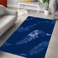 Aloha Hawaii Floral Tapa Area Rug Patchwork Navy - Polynesian Pride