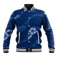 Aloha Hawaii Floral Tapa Baseball Jacket Patchwork Navy - Polynesian Pride