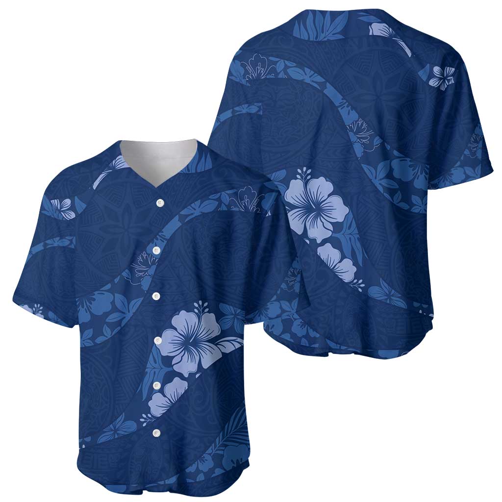 Aloha Hawaii Floral Tapa Baseball Jersey Patchwork Navy - Polynesian Pride