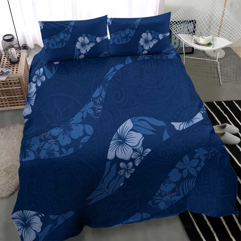 Aloha Hawaii Floral Tapa Bedding Set Patchwork Navy - Polynesian Pride