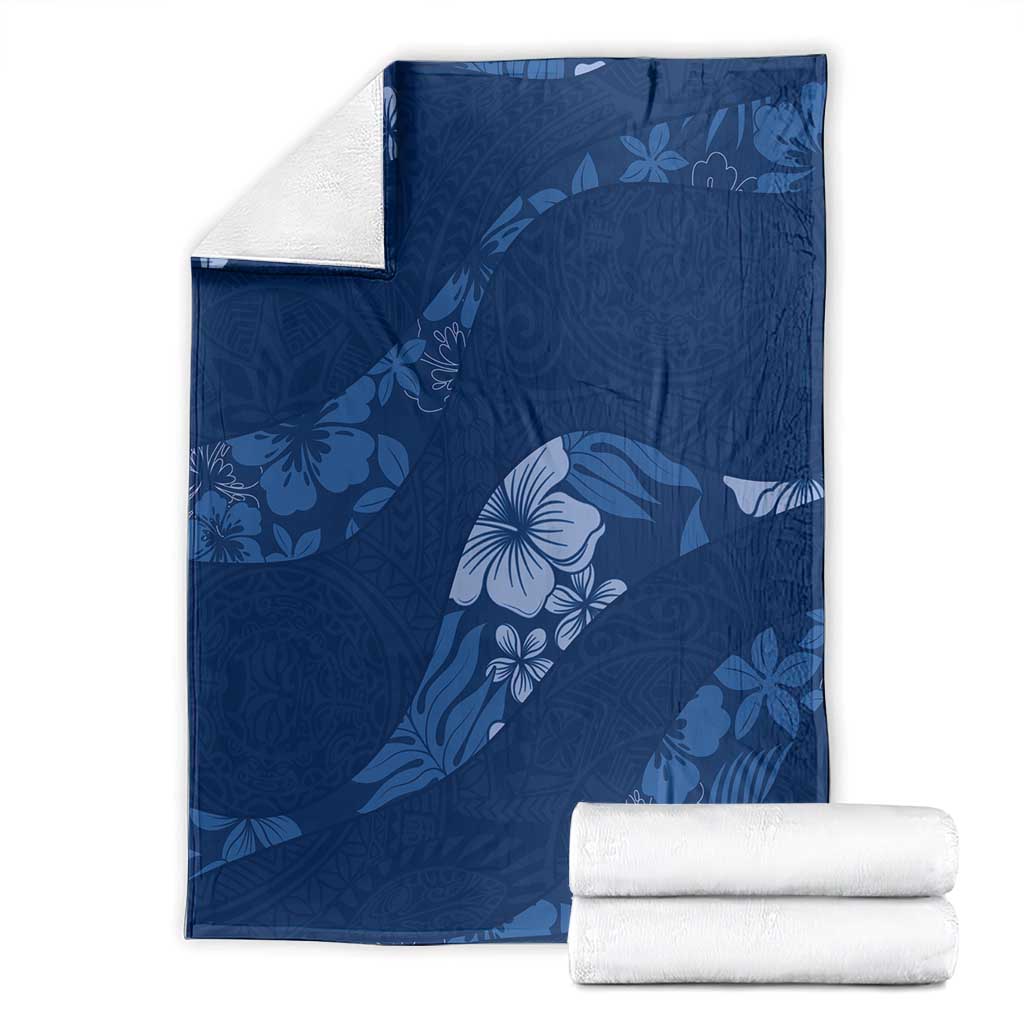 Aloha Hawaii Floral Tapa Blanket Patchwork Navy - Polynesian Pride