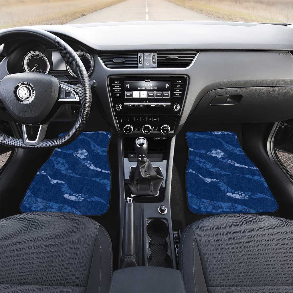 Aloha Hawaii Floral Tapa Car Mats Patchwork Navy - Polynesian Pride