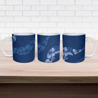 Aloha Hawaii Floral Tapa Ceramic Mug Patchwork Navy - Polynesian Pride
