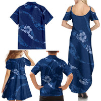 Aloha Hawaii Floral Tapa Family Matching Summer Maxi Dress and Hawaiian Shirt Patchwork Navy - Polynesian Pride