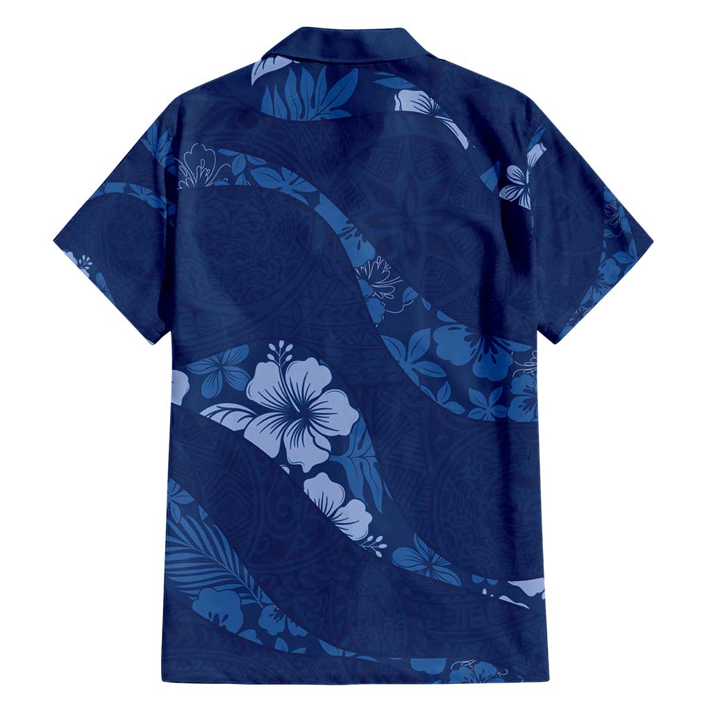 Aloha Hawaii Floral Tapa Family Matching Summer Maxi Dress and Hawaiian Shirt Patchwork Navy - Polynesian Pride