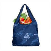 Aloha Hawaii Floral Tapa Grocery Bag Patchwork Navy - Polynesian Pride