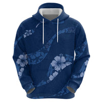 Aloha Hawaii Floral Tapa Hoodie Patchwork Navy - Polynesian Pride