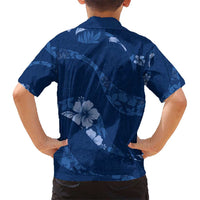 Aloha Hawaii Floral Tapa Kid Hawaiian Shirt Patchwork Navy LT7 - Polynesian Pride
