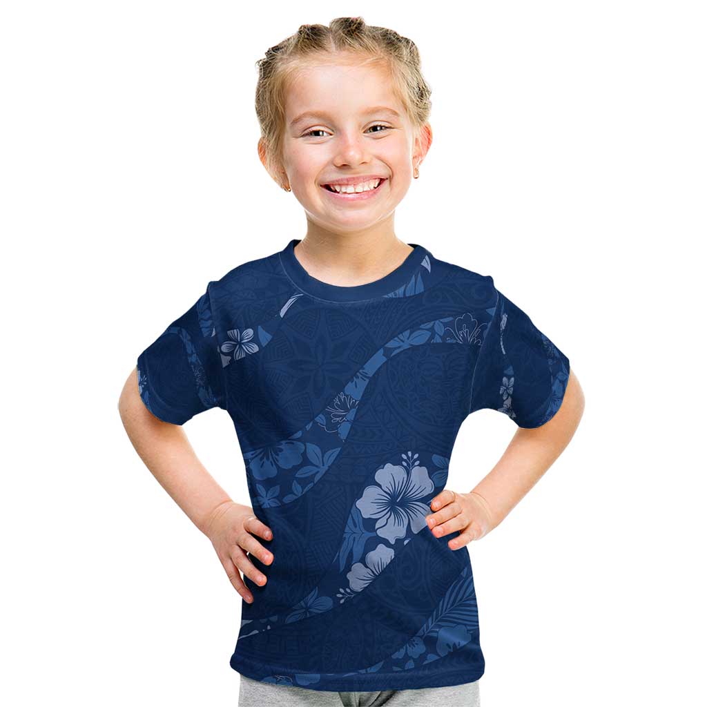 Aloha Hawaii Floral Tapa Kid T Shirt Patchwork Navy LT7 Navy - Polynesian Pride