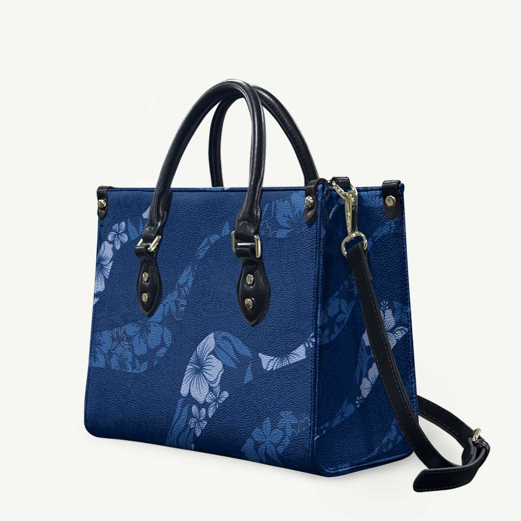 Aloha Hawaii Floral Tapa Leather Bag Patchwork Navy - Polynesian Pride