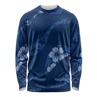 Aloha Hawaii Floral Tapa Long Sleeve Shirt Patchwork Navy - Polynesian Pride