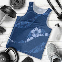 Aloha Hawaii Floral Tapa Men Tank Top Patchwork Navy - Polynesian Pride
