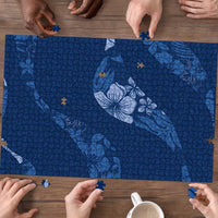 Aloha Hawaii Floral Tapa Puzzle Patchwork Navy - Polynesian Pride