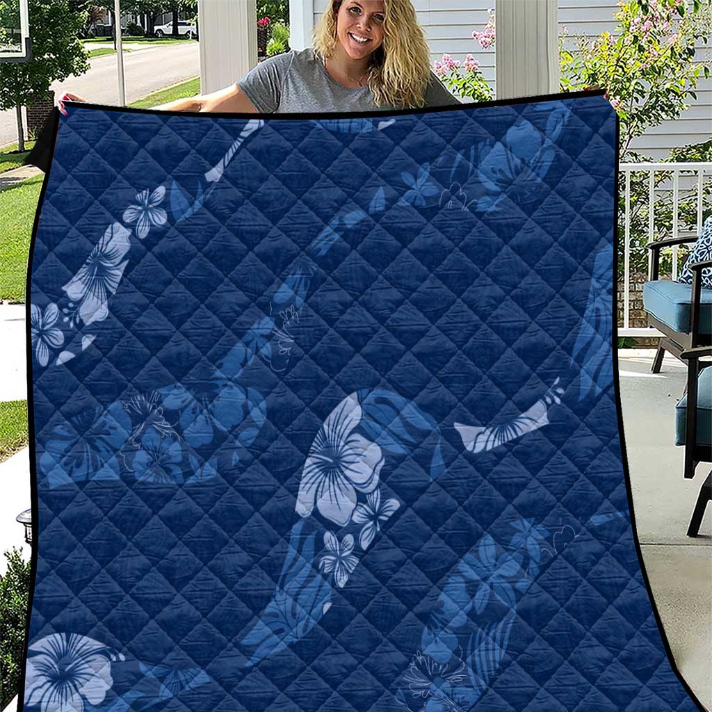 Aloha Hawaii Floral Tapa Quilt Patchwork Navy - Polynesian Pride