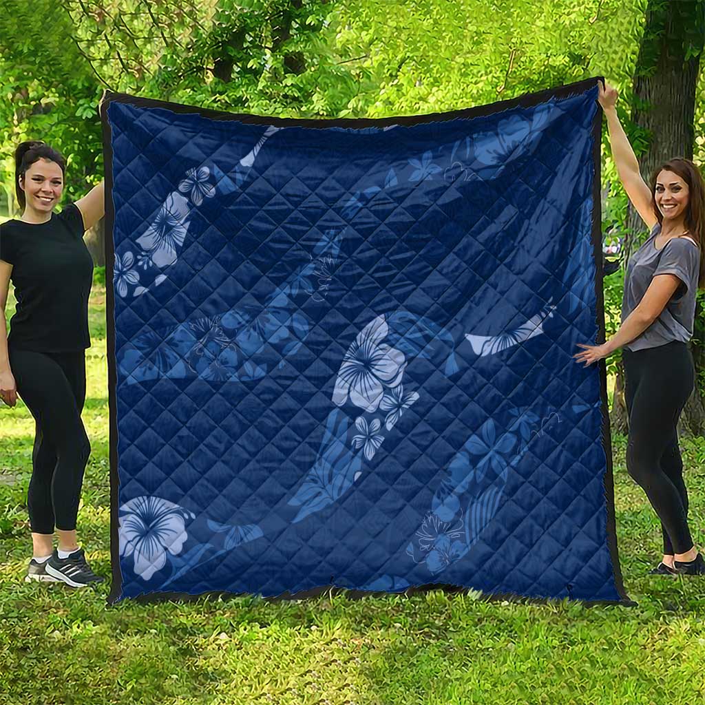 Aloha Hawaii Floral Tapa Quilt Patchwork Navy - Polynesian Pride