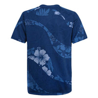 Aloha Hawaii Floral Tapa Rugby Jersey Patchwork Navy - Polynesian Pride